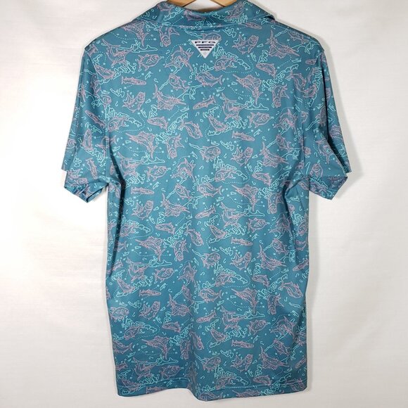 Columbia Men's Super Slack Tide Blue Stretch Performance Polo Small - Picture 2 of 5